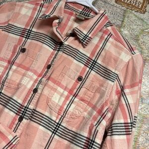 Duluth Trading Co. Pink Plaid Button Down Shirt